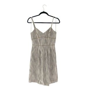 Aidan Mattox Women Party Cocktail Dress Size 4 Beige Gold Metal Lined Elegant